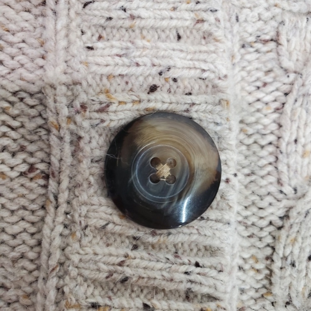 Eddie Bauer Beige Cable Knit fisherman Sweater Cardigan EUC - Picture 6 of 16